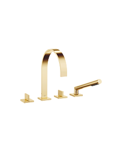 Dornbracht Mem four-hole bath mixer 27532782-28 for bath rim / tile rim installation, brushed brass