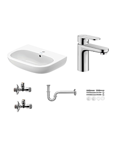 Duravit Waschtisch 60cm mit hansgrohe Armatur Komplettset mit Geruchsverschluss und Eckventile