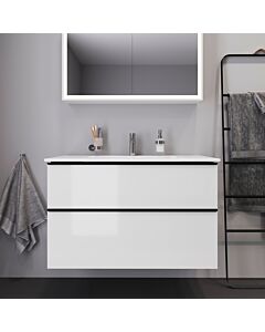 Duravit D-Neo vanity unit DE43630BD220000 101 x 46.2 cm, diamond black/white high gloss, 2000 drawer, 2000 pull-out