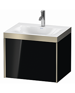 Duravit XViu vanity unit XV4609OB140P 60x48cm, 2000 pull-out, 2000 tap hole, matt champagne, Rahmen P, high-gloss black