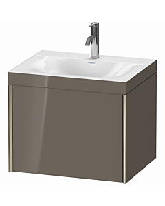 Duravit XViu vanity unit XV4609OB189C 60x48cm, 2000 pull-out, 2000 tap hole, matt champagne, Rahmen C, flannel gray high gloss