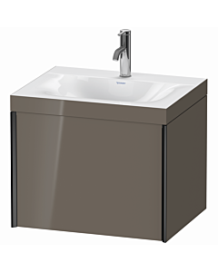 Duravit XViu vanity unit XV4609OB289C 60x48cm, 2000 pull-out, 2000 tap hole, matt black, Rahmen C, flannel gray high gloss