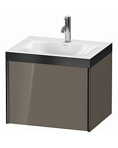 Duravit XViu vanity unit XV4609OB289P 60x48cm, 2000 pull-out, 2000 tap hole, matt black, Rahmen P, flannel gray high gloss