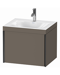 Duravit XViu vanity unit XV4609OB290C 60x48cm, 2000 pull-out, 2000 tap hole, black matt, Rahmen C, flannel gray silk matt
