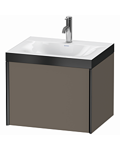 Duravit XViu meuble sous-vasque XV4609OB290P 60x48cm, coulissant 2000 2000 , noir mat, Rahmen P, flanelle gris soie mat