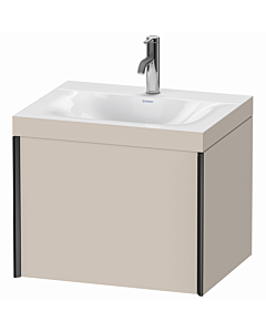 Duravit XViu vanity unit XV4609OB291C 60x48cm, 2000 pull-out, 2000 tap hole, matt black, Rahmen C, matt taupe