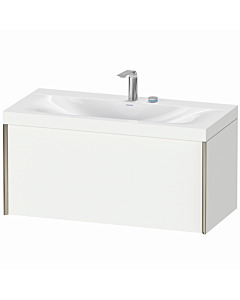 Duravit XViu vanity unit XV4611EB118C 100x48cm, 2000 pull-out, 2 tap holes, matt champagne, Rahmen C, matt white