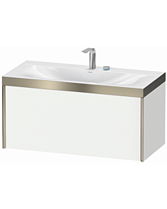 Duravit XViu vanity unit XV4611EB118P 100x48cm, 2000 pull-out, 2 tap holes, matt champagne, Rahmen P, matt white