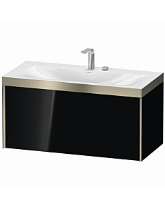 Duravit XViu vanity unit XV4611EB140P 100x48cm, 2000 pull-out, 2 tap holes, matt champagne, Rahmen P, high-gloss black