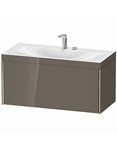 Duravit Meuble sous-vasque XViu XV4611EB189C 100x48cm, 2000 , 2 trous pour robinetterie, champagne mat, Rahmen C, gris flanelle brillant