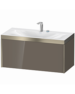 Duravit XViu vanity unit XV4611EB189P 100x48cm, 2000 pull-out, 2 tap holes, matt champagne, Rahmen P, flannel gray high gloss