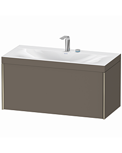 Duravit XViu Waschtisch-Unterschrank XV4611EB190C 100x48cm, 1 Auszug, 2 Hahnlöcher, champagner matt, Rahmen C, flannel grey seidenmatt