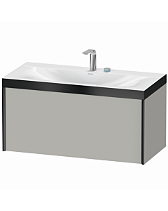 Duravit XViu vanity unit XV4611EB207P 100x48cm, 2000 pull-out, 2 tap holes, matt black, Rahmen P, matt concrete gray