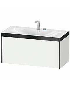 Duravit XViu Waschtisch-Unterschrank XV4611EB218P 100x48cm, 1 Auszug, 2 Hahnlöcher, schwarz matt, Rahmen P, weiß matt