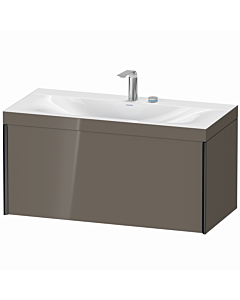 Duravit XViu vanity unit XV4611EB289C 100x48cm, 2000 pull-out, 2 tap holes, matt black, Rahmen C, flannel gray high gloss