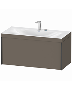 Duravit XViu vanity unit XV4611EB290C 100x48cm, 2000 pull-out, 2 tap holes, matt black, Rahmen C, flannel gray silk matt