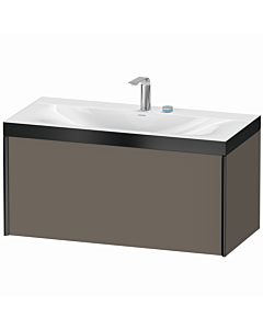 Duravit XViu vanity unit XV4611EB290P 100x48cm, 2000 pull-out, 2 tap holes, matt black, Rahmen P, flannel gray silk matt