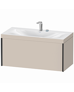 Duravit XViu Waschtisch-Unterschrank XV4611EB291C 100x48cm, 1 Auszug, 2 Hahnlöcher, schwarz matt, Rahmen C, taupe matt