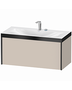 Duravit XViu vanity unit XV4611EB291P 100x48cm, 2000 pull-out, 2 tap holes, matt black, Rahmen P, matt taupe