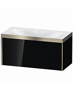 Duravit XViu vanity unit XV4611NB140P 100x48cm, 2000 pull-out, without tap hole, matt champagne, Rahmen P, high-gloss black