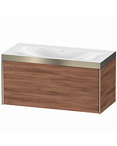 Duravit XViu Waschtisch-Unterschrank XV4611NB179P 100x48cm, 1 Auszug, ohne Hahnloch, champagner matt, Rahmen P, nussbaum natur