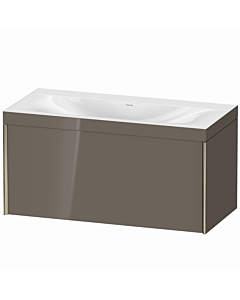Duravit XViu Waschtisch-Unterschrank XV4611NB189C 100x48cm, 1 Auszug, ohne Hahnloch, champagner matt, Rahmen C, flannel grey hochglanz