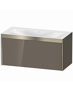 Duravit XViu vanity unit XV4611NB189P 100x48cm, 2000 pull-out, without tap hole, matt champagne, Rahmen P, flannel gray high gloss