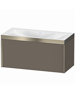Duravit XViu vanity unit XV4611NB190P 100x48cm, 2000 pull-out, without tap hole, matt champagne, Rahmen P, flannel gray silk matt