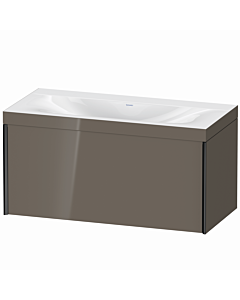Duravit XViu Waschtisch-Unterschrank XV4611NB289C 100x48cm, 1 Auszug, ohne Hahnloch, schwarz matt, Rahmen C, flannel grey hochglanz