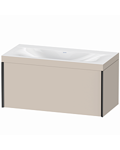 Duravit XViu Waschtisch-Unterschrank XV4611NB291C 100x48cm, 1 Auszug, ohne Hahnloch, schwarz matt, Rahmen C, taupe matt