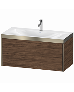Duravit XViu vanity unit XV4611OB121P 100x48cm, 2000 pull-out, 2000 tap hole, matt champagne, Rahmen P, dark walnut