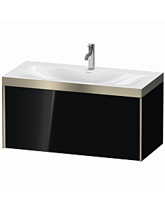 Duravit XViu vanity unit XV4611OB140P 100x48cm, 2000 pull-out, 2000 tap hole, matt champagne, Rahmen P, high-gloss black