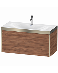 Duravit XViu Waschtisch-Unterschrank XV4611OB179P 100x48cm, 1 Auszug, 1 Hahnloch, champagner matt, Rahmen P, nussbaum natur