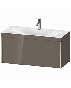Duravit XViu vanity unit XV4611OB189C 100x48cm, 2000 pull-out, 2000 tap hole, matt champagne, Rahmen C, flannel gray high gloss