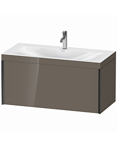 Duravit Meuble sous-vasque XViu XV4611OB289C 100x48cm, coulissant 2000 2000 , noir mat, Rahmen C, gris flanelle brillant