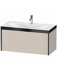 Duravit XViu vanity unit XV4611OB291P 100x48cm, 2000 pull-out, 2000 tap hole, matt black, Rahmen P, matt taupe