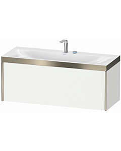 Duravit XViu vanity unit XV4612EB118P 120x48cm, 2000 pull-out, 2 tap holes, matt champagne, Rahmen P, matt white