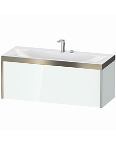 Duravit XViu Waschtisch-Unterschrank XV4612EB185P 120x48cm, 1 Auszug, 2 Hahnlöcher, champagner matt, Rahmen P, weiß hochglanz