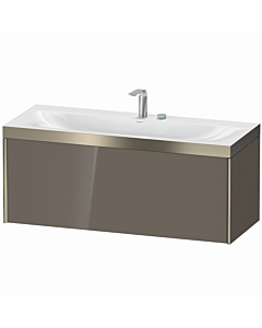 Duravit XViu Waschtisch-Unterschrank XV4612EB189P 120x48cm, 1 Auszug, 2 Hahnlöcher, champagner matt, Rahmen P, flannel grey hochglanz