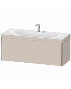Duravit XViu Waschtisch-Unterschrank XV4612EB191C 120x48cm, 1 Auszug, 2 Hahnlöcher, champagner matt, Rahmen C, taupe matt