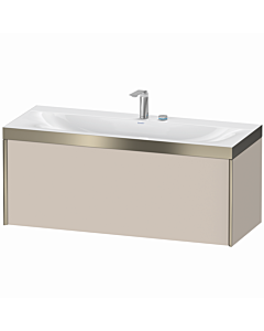 Duravit XViu Waschtisch-Unterschrank XV4612EB191P 120x48cm, 1 Auszug, 2 Hahnlöcher, champagner matt, Rahmen P, taupe matt