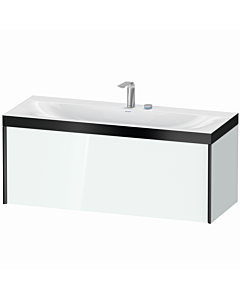 Duravit XViu Waschtisch-Unterschrank XV4612EB285P 120x48cm, 1 Auszug, 2 Hahnlöcher, schwarz matt, Rahmen P, weiß hochglanz