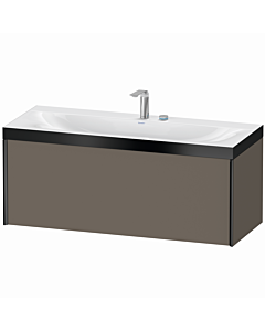 Duravit XViu Waschtisch-Unterschrank XV4612EB290P 120x48cm, 1 Auszug, 2 Hahnlöcher, schwarz matt, Rahmen P, flannel grey seidenmatt