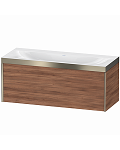 Duravit XViu vanity unit XV4612NB179P 120x48cm, 2000 pull-out, without tap hole, matt champagne, Rahmen P, natural walnut