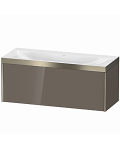 Duravit XViu vanity unit XV4612NB189P 120x48cm, 2000 pull-out, without tap hole, matt champagne, Rahmen P, flannel gray high gloss