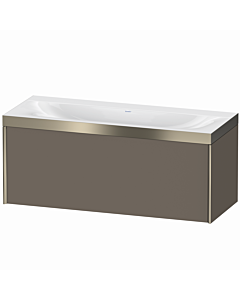 Duravit XViu vanity unit XV4612NB190P 120x48cm, 2000 pull-out, without tap hole, matt champagne, Rahmen P, flannel gray silk matt