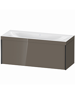Duravit XViu Waschtisch-Unterschrank XV4612NB289C 120x48cm, 1 Auszug, ohne Hahnloch, schwarz matt, Rahmen C, flannel grey hochglanz