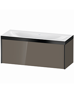 Duravit XViu Waschtisch-Unterschrank XV4612NB289P 120x48cm, 1 Auszug, ohne Hahnloch, schwarz matt, Rahmen P, flannel grey hochglanz