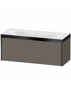 Duravit XViu Waschtisch-Unterschrank XV4612NB290P 120x48cm, 1 Auszug, ohne Hahnloch, schwarz matt, Rahmen P, flannel grey seidenmatt
