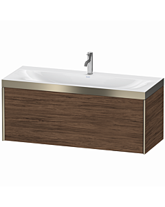 Duravit XViu Waschtisch-Unterschrank XV4612OB121P 120x48cm, 1 Auszug, 1 Hahnloch, champagner matt, Rahmen P, nussbaum dunkel